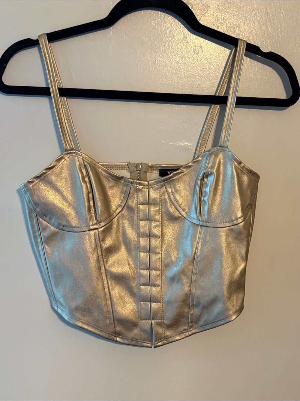 Vivid Metallic Silver Bustier Camisole
